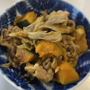 かぼちゃと豚肉しめじの甘辛炒め